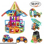 98 PCS Magnetic Blocks with Wheels,Magnetic Building Set,Magnetic Tiles for Kids Toddlers  B074RFH62C